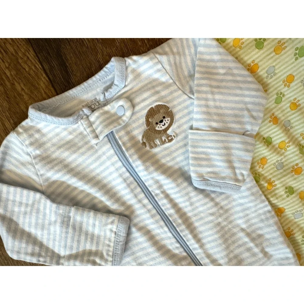Baby Boy Newborn Sleepers Zippered Outfits Clothes Bundle Sleep‎ N Play Lot Lion